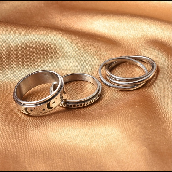 Stainless Steel Spinner Rings, Anxiety Rings, Fidget Rings - Picture 2 of 5